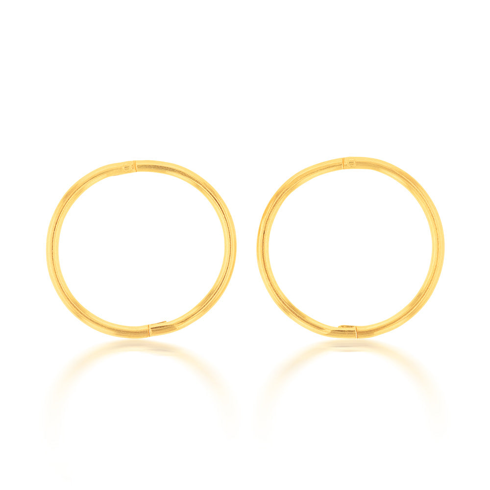 Gold Plated Sterling Silver 13mm Plain Sleeper Earrings