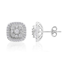 Load image into Gallery viewer, Silver 1/2 Carat Diamond Studs