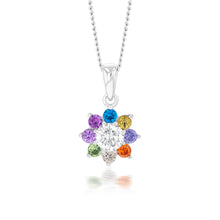 Load image into Gallery viewer, Sterling Silver  Rainbow Multicoloured Crystal Flower Pendant
