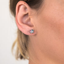 Load image into Gallery viewer, Sterling Silver Rainbow Multicoloured Crystal Flower Stud Earrings