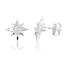 Load image into Gallery viewer, Sterling Silver Cubic Zirconia Star Stud Earrings