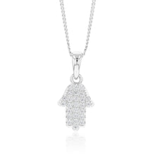Load image into Gallery viewer, Sterling Silver Cubic Zirconia Hamsa Pendant
