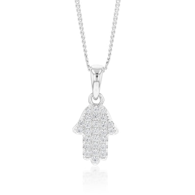 Sterling Silver Cubic Zirconia Hamsa Pendant