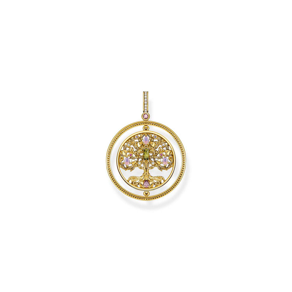 Thomas Sabo Gold Plated Sterling Silver Tree Of Life Rotating Pendant