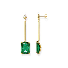 Load image into Gallery viewer, Thomas Sabo Gold Plated Sterling Silver Magic Stone Green Drop Earrings