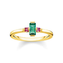 Load image into Gallery viewer, Thomas Sabo Gold Plated Sterling Silver Magic Stone Green Small Ring
