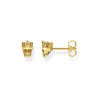 Thomas Sabo Gold Plated Sterling Silver Rebel Skull Crown Earrings