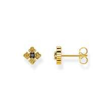 Load image into Gallery viewer, Thomas Sabo Gold Plated Sterling Silver Rebel Black Cubic Zirconia Cross Earrings