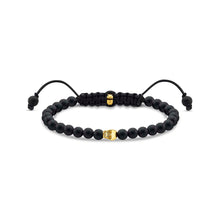 Load image into Gallery viewer, Thomas Sabo Gold Plated Sterling Silver Rebel Matt Obsedian Skull Bracelet
