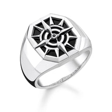 Load image into Gallery viewer, Thomas Sabo Sterling Silver Black Onyx Compass Signet Ring