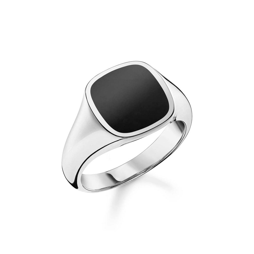 Thomas Sabo Sterling Silver Rebel Onyx Square Signet Ring