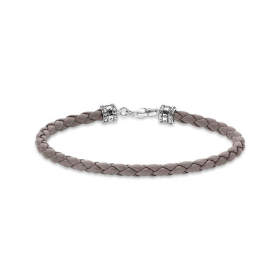 Thomas Sabo Sterling Silver Rebel Grey Braided Leather 17cm Bracelet