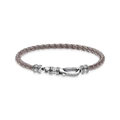 Thomas Sabo Sterling Silver Rebel Grey Braided Lea Clasp 17cm Bracelet