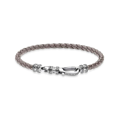 Thomas Sabo Sterling Silver Rebel Grey Braided Lea Clasp 17cm Bracelet