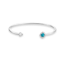 Load image into Gallery viewer, Thomas Sabo Sterling Silver Twist Turquoise Rose Cuff 15.5cm Bracelet