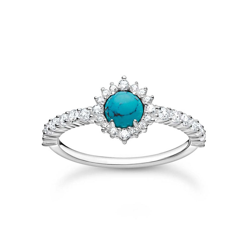 Thomas Sabo Sterling Silver Turquoise Cubic Zirconia Ring