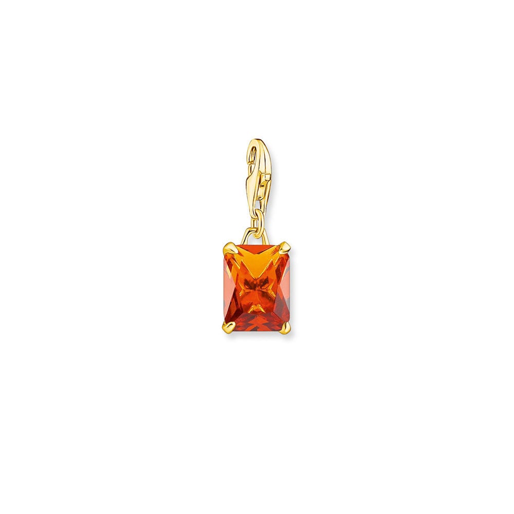 Thomas Sabo Gold Plated Sterling Silver Cognac Glass Ceramic Jewel Small Pendant