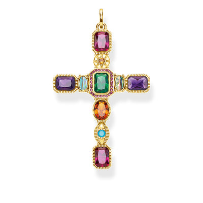 Thomas Sabo Gold Plated Sterling Silver Magic Deco Colour Cross Pendant