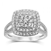 Load image into Gallery viewer, Silver 1 Carat Diamond Cluster  Ring