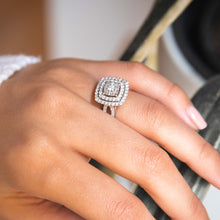 Load image into Gallery viewer, Silver 1 Carat Diamond Cluster  Ring