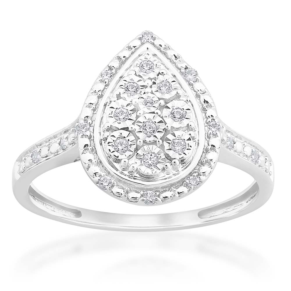 Silver Diamond Cluster Ring with 22 Diamonds
