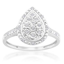 Load image into Gallery viewer, Silver Diamond Cluster Ring with 22 Diamonds