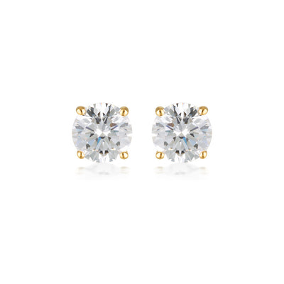 Georgini Gold Plated Sterling Silver 5mm Clear Round Stud Earrings
