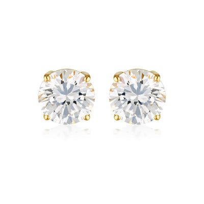 Georgini Gold Plated Sterling Silver Clear Round 7mm Stud Earrings