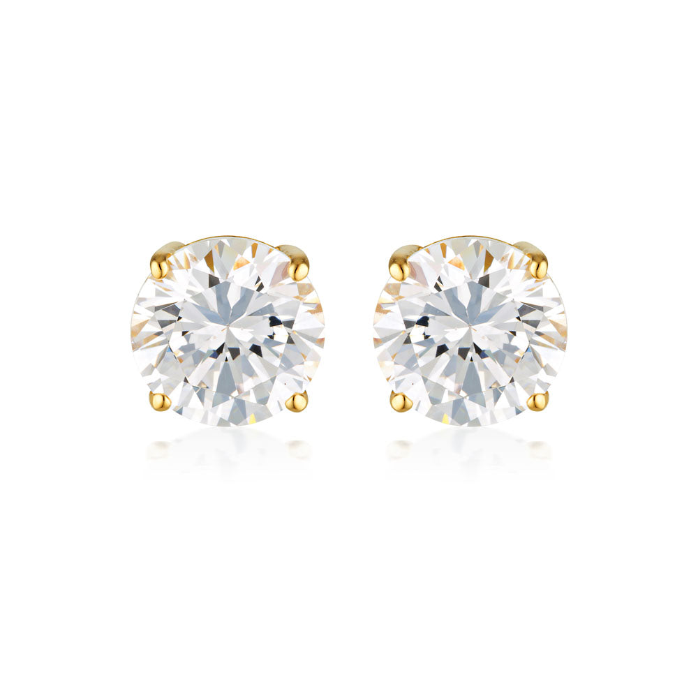 Georgini Gold Plated Sterling Silver Clear Round 7mm Stud Earrings