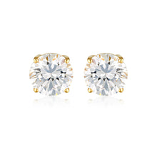 Load image into Gallery viewer, Georgini Gold Plated Sterling Silver Clear Round 7mm Stud Earrings