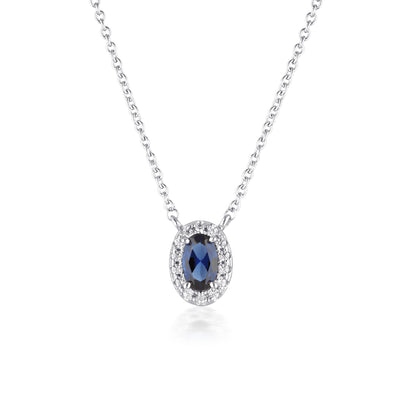 Georgini Aurora Sterling Silver Glow Sapphire Pendant On Chain