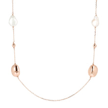 Load image into Gallery viewer, Bronzallure Maxima Rose Gold Plated Baroque White Pearl 91cm Chain