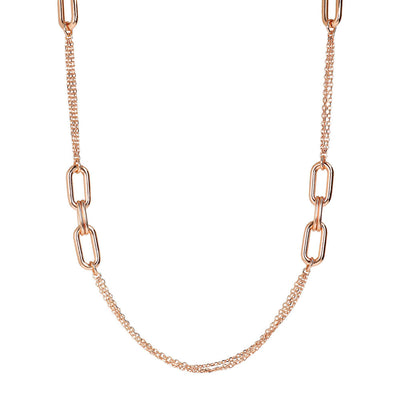 Bronzallure Purezza Rose Gold Plated 3Strand Oval Element Chain