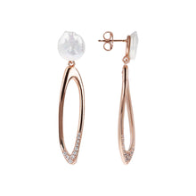Load image into Gallery viewer, Bronzallure Maxima Rose Gold Plated White Pearl Cubic Zirconia Drop Earrings