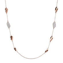 Load image into Gallery viewer, Bronzallure Rose Gold Plated Scattered Leaf Cubic Zirconia 91.4cm Chain