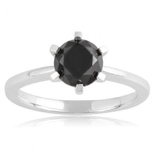 Load image into Gallery viewer, Silver 2 Carat Black Diamond Solitaire Ring