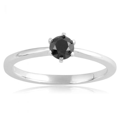1/2 Carat Black Diamond Ring in Sterling Silver