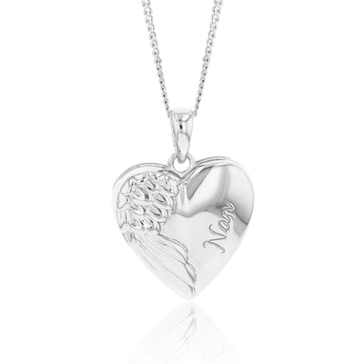 Sterling Silver Angel Wing On Heart 