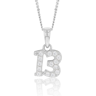 Sterling Silver Cubic Zirconia 9mm Number 