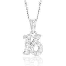 Load image into Gallery viewer, Sterling Silver Cubic Zirconia 9.5mm Number &quot;16&quot; Pendant