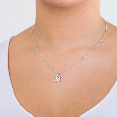 Sterling Silver Cubic Zirconia 8.5mm Number 