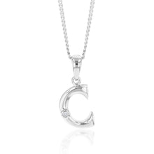 Load image into Gallery viewer, Silver Pendant Initial C set with Diamond