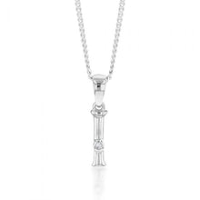 Load image into Gallery viewer, Silver Pendant Initial I set with Diamond