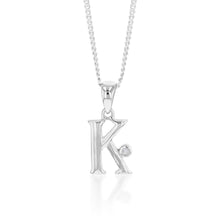 Load image into Gallery viewer, Silver Pendant Initial K set with Diamond