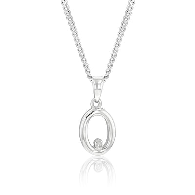 Silver Pendant Initial O set with Diamond