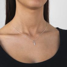 Load image into Gallery viewer, Silver Pendant Initial T set with Diamond