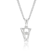Load image into Gallery viewer, Silver Pendant Initial V set with Diamond