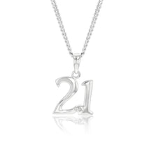 Load image into Gallery viewer, Silver Pendant Number 21 set with Diamond