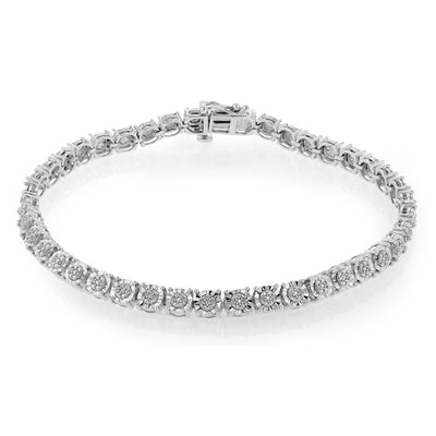 Sterling Silver 1/4 Carat Diamond Fancy 20.5cm Bracelet