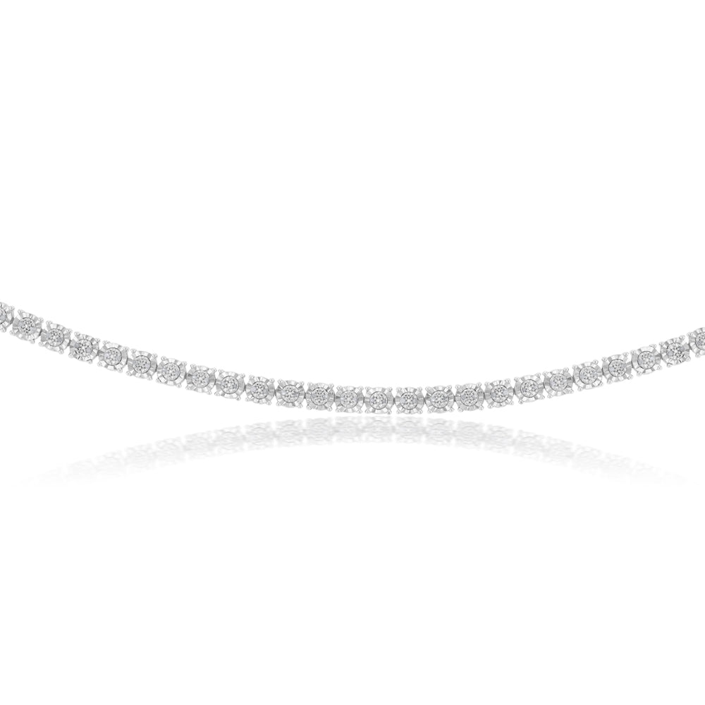 Sterling Silver 1/4 Carat Diamond Fancy 20.5cm Bracelet